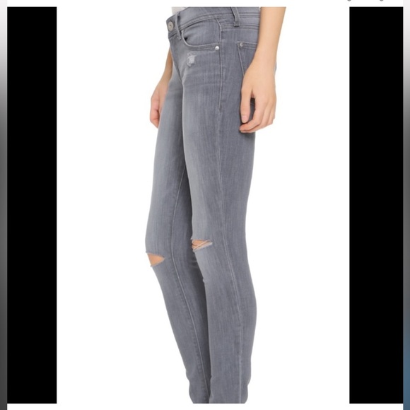DL1961 Women's Emma Legging Bailey DLX Hybrid Washed Grey Distressed Holey Jeans - Picture 1 of 12